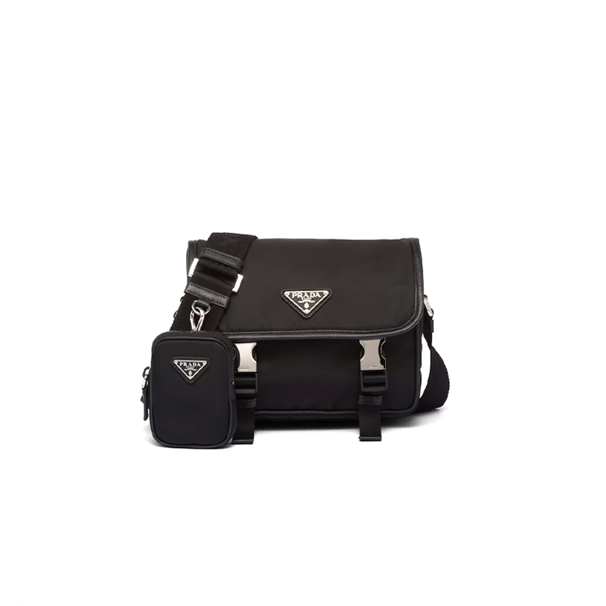PRADA RE-NYLON AND SAFFIANO LEATHER SHOULDER BAG 2VD034 (22*16*8.5cm) PRADA RE-NYLON AND SAFFIANO LEATHER SHOULDER BAG 2VD034 (22*16*8.5cm)